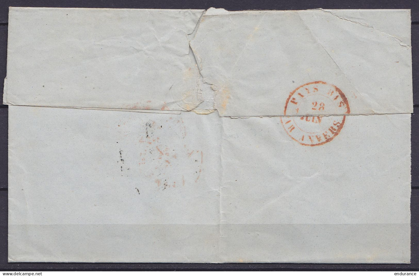 LSC (sans Texte) Càd "ZIERIKZEE /27/6/ 1834" (Pays-Bas) Pour ANVERS - Port "4" Au Tampon (au Dos: Càd "PAYS-BAS PAR ANVE - 1830-1849 (Belgique Indépendante)