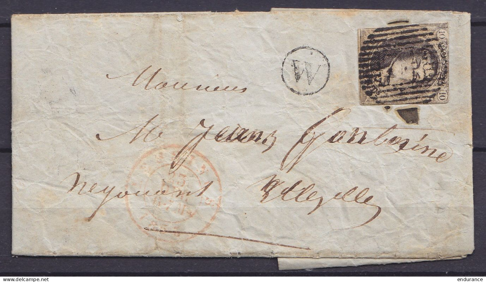 L. Affr. N°6 - P71 Càd LESSINES /23 DEC 1853 Pour ELLEZELLES - Boîte "W" - 1851-1857 Médaillons (6/8)