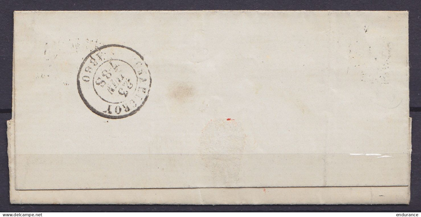 L. Affr. N°10 - P107 Càd "MANAGE /23-6/ 1860" Pour CHARLEROI - Boîte "V" De Seneffe (au Dos: Càd CHARLEROY) - 1858-1862 Medallones (9/12)