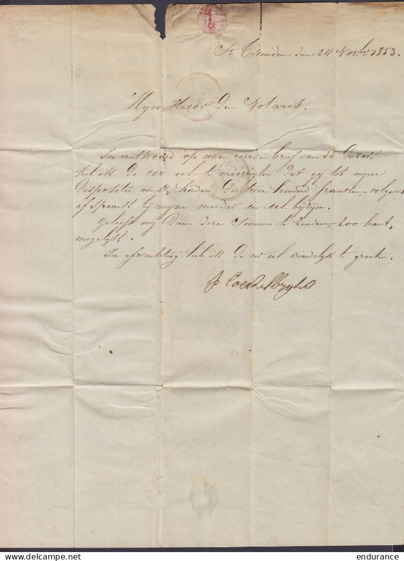 L. Datée 24 Novembre 1853 De ST-TRUIDEN Affr. N°6 - P106 Càd ST-TROND /24 NOV 1853 Pour TIRLEMONT - 1851-1857 Medallones (6/8)