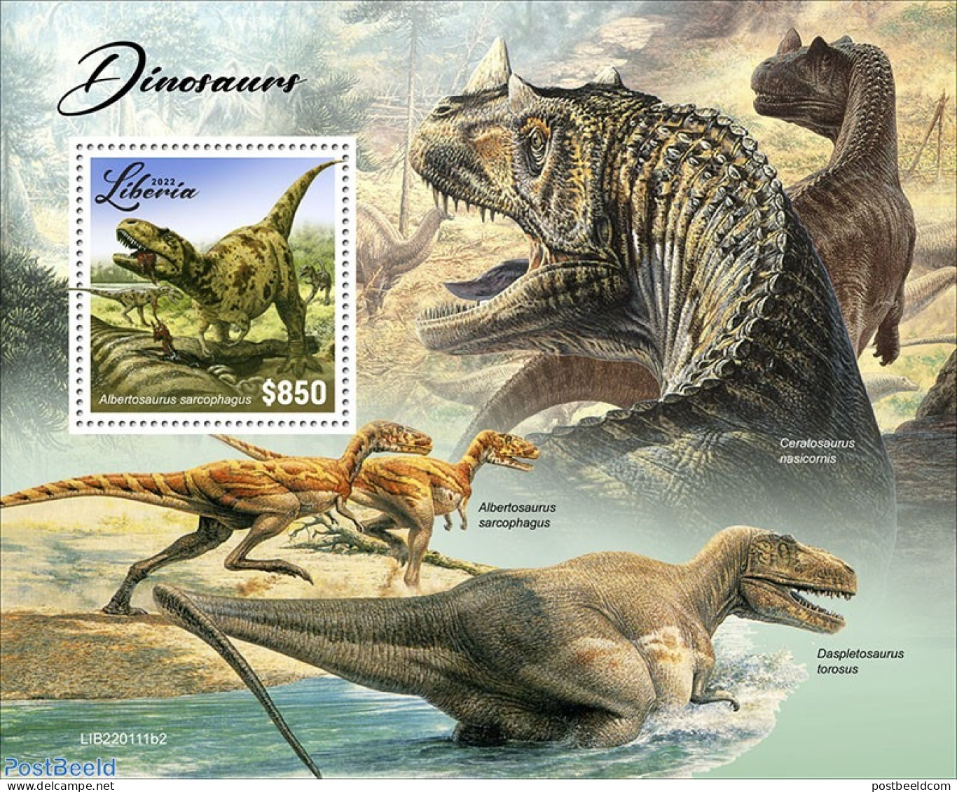 Liberia 2022 Dinosaurs, Mint NH, Nature - Prehistoric Animals - Vor- U. Frühgeschichte