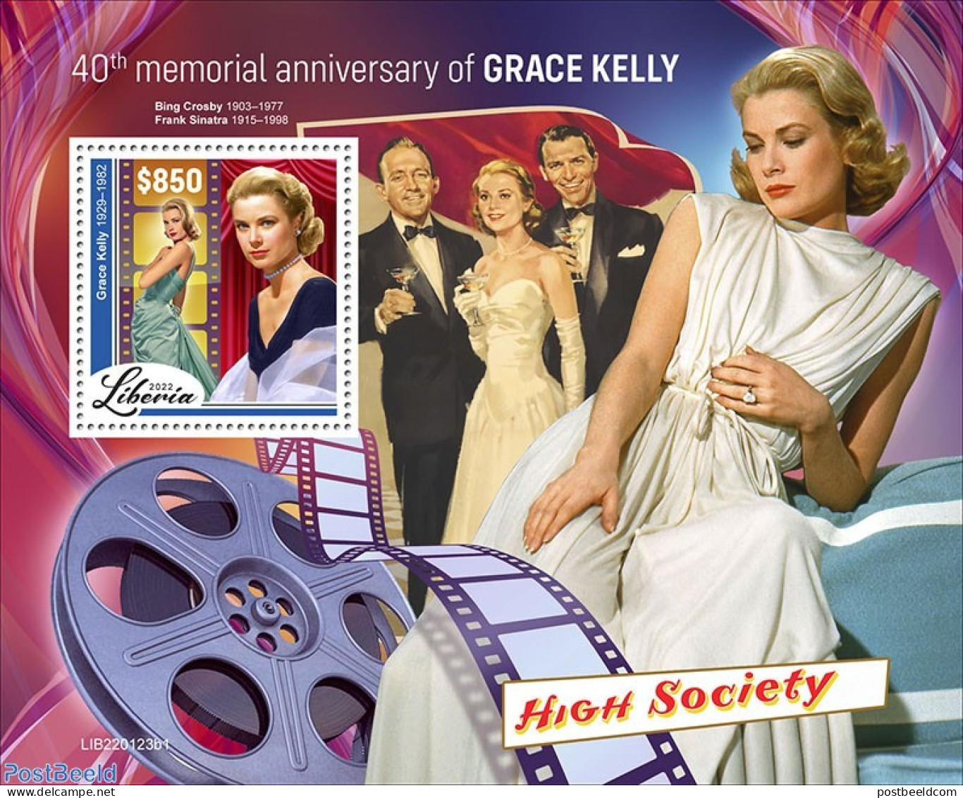 Liberia 2022 40th Memorial Anniversary Of Grace Kelly, Mint NH, Performance Art - Movie Stars - Schauspieler