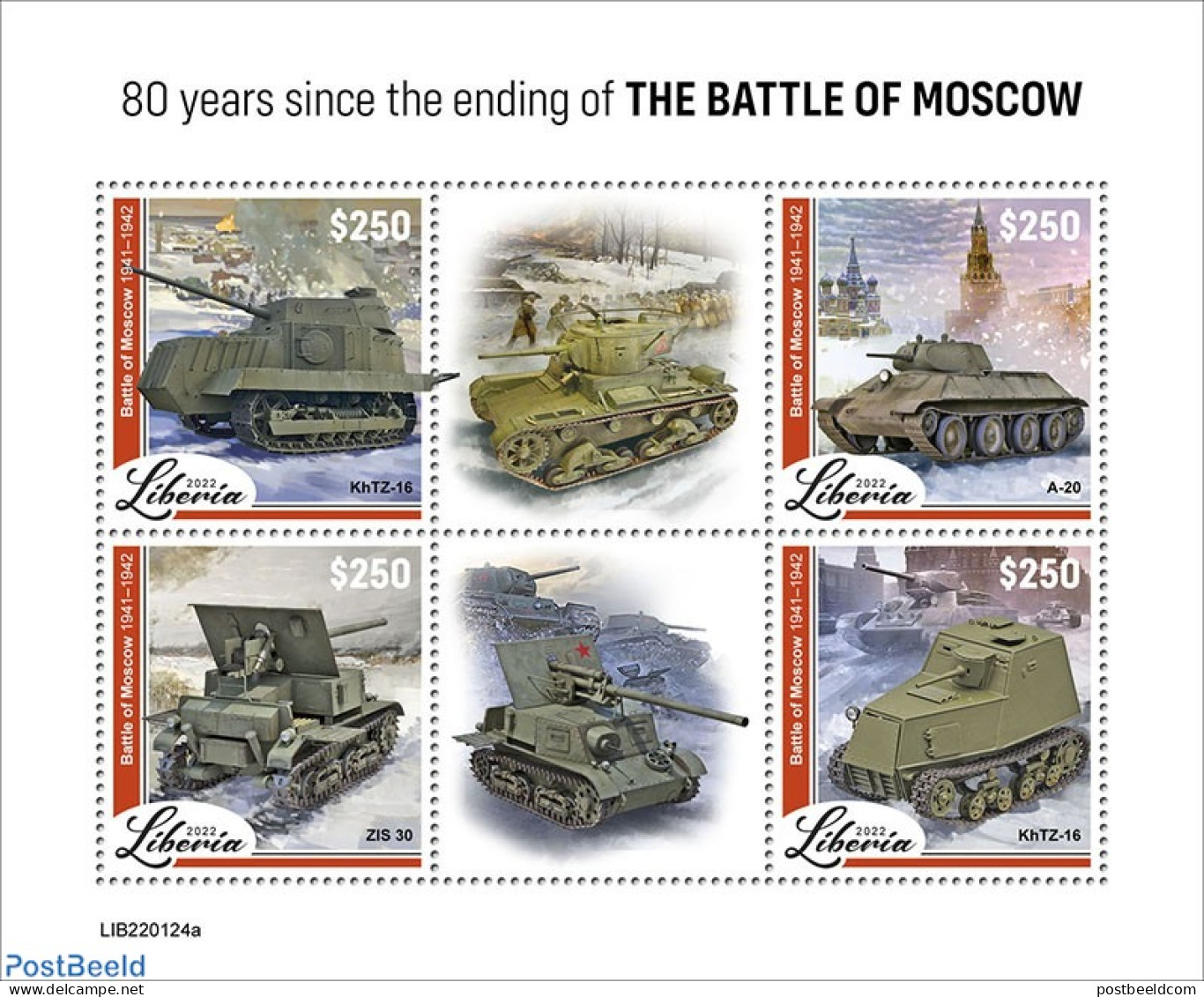 Liberia 2022 80th Anniversary Of The End Of The Battle Of Moscow, Mint NH, History - Transport - World War II - WW2 (II Guerra Mundial)