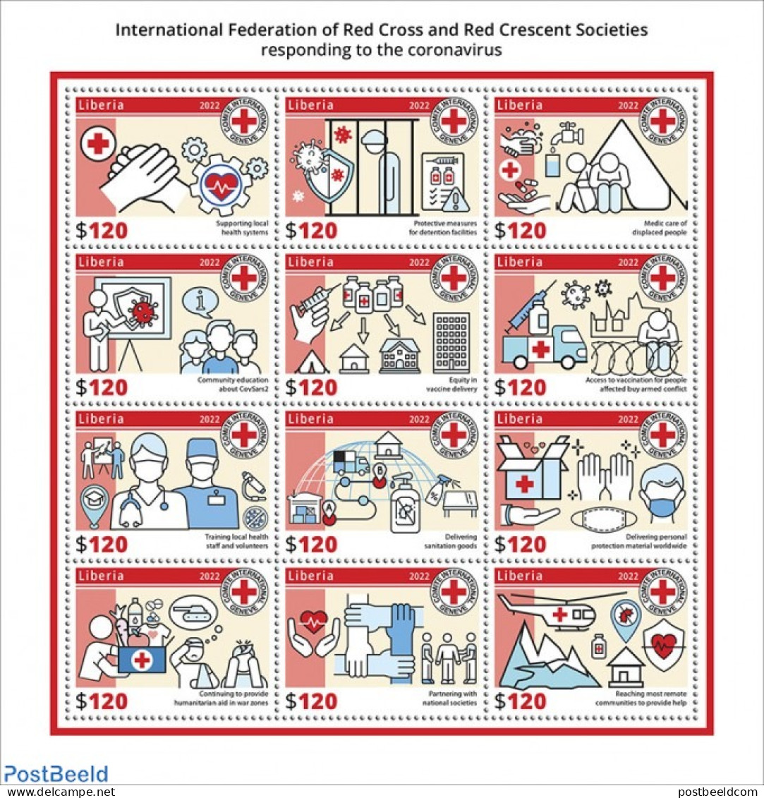 Liberia 2022 Red Cross Response To The Coronavirus Pandemic, Mint NH, Health - Red Cross - Corona/Covid19 - Corona/Cov.. - Croce Rossa