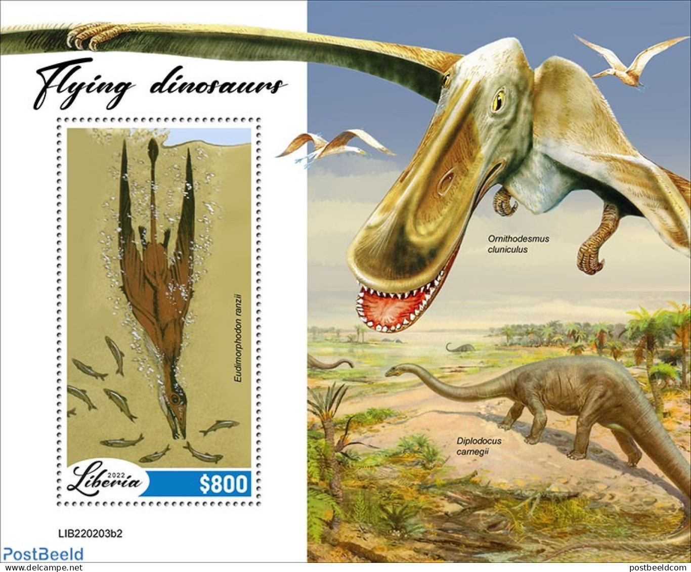 Liberia 2022 Flying Dinosaurs, Mint NH, Nature - Prehistoric Animals - Vor- U. Frühgeschichte