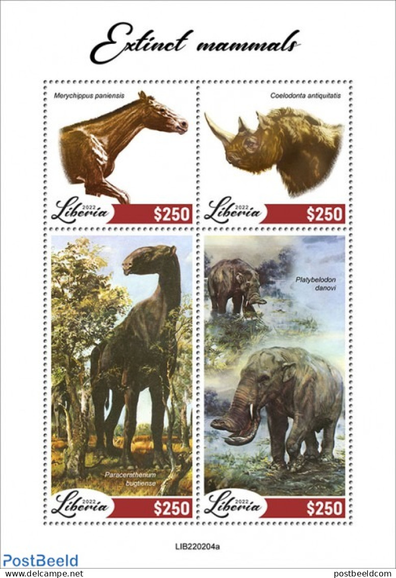 Liberia 2022 Extinct Mammals, Mint NH, Nature - Animals (others & Mixed) - Prehistoric Animals - Prehistory - Préhistoriques