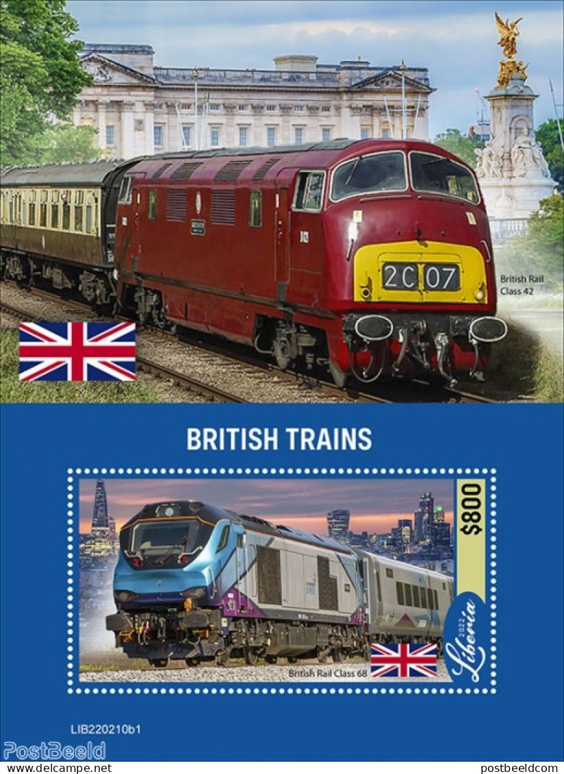 Liberia 2022 British Trains, Mint NH, History - Transport - Flags - Railways - Treni