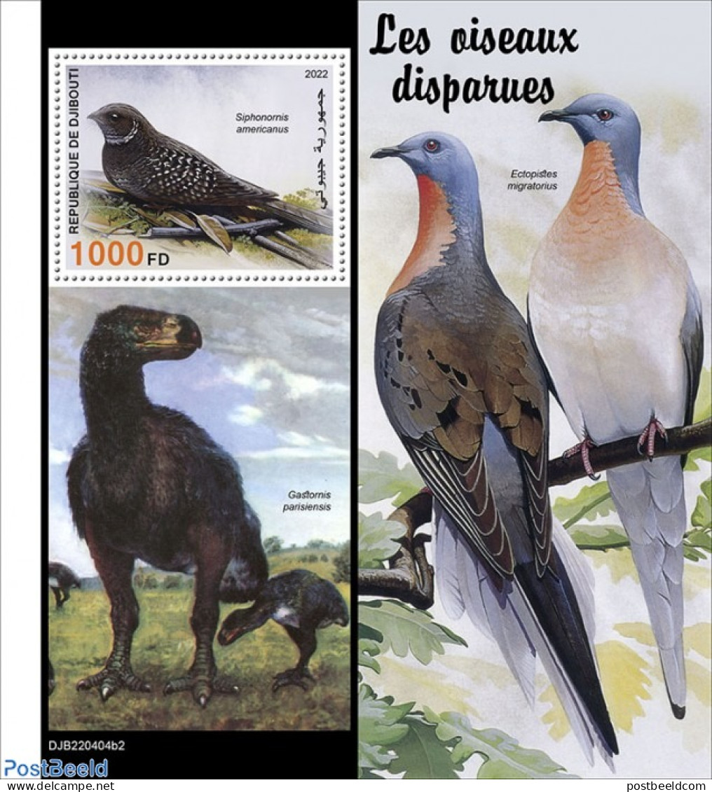 Djibouti 2022 Extinct Birds, Mint NH, Nature - Birds - Prehistoric Animals - Préhistoriques