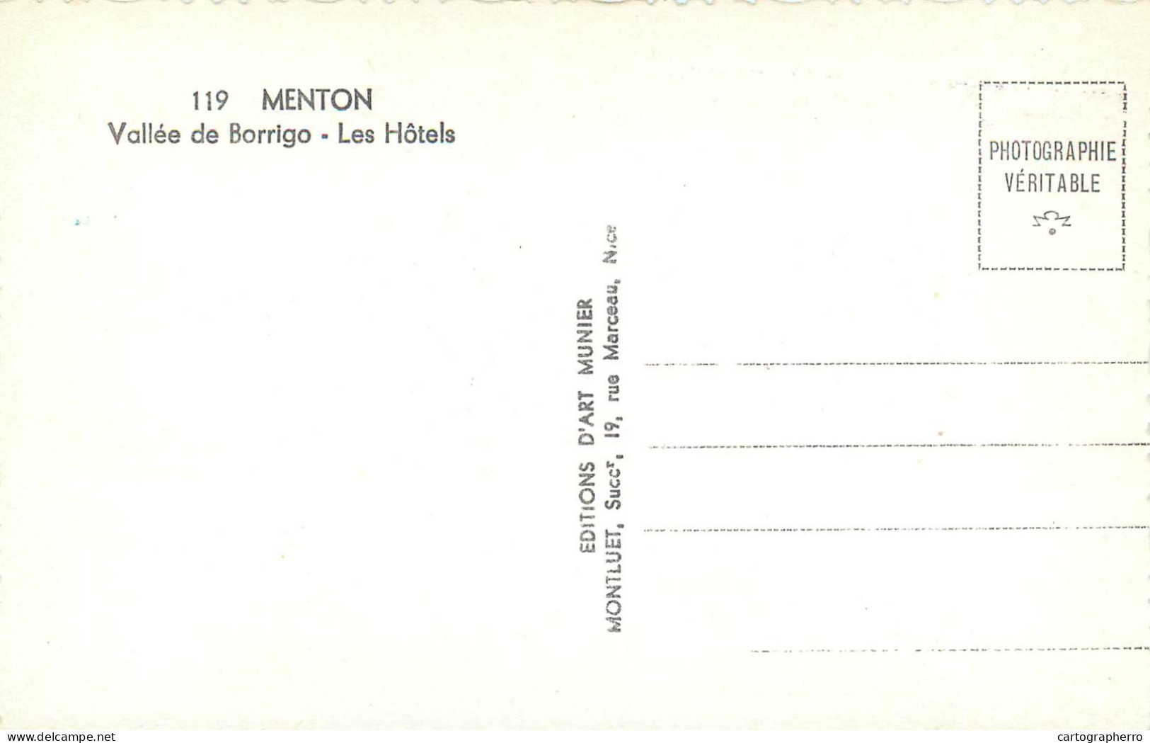Postcard France Menton Vallee De Borrigo Les Hotels - Menton
