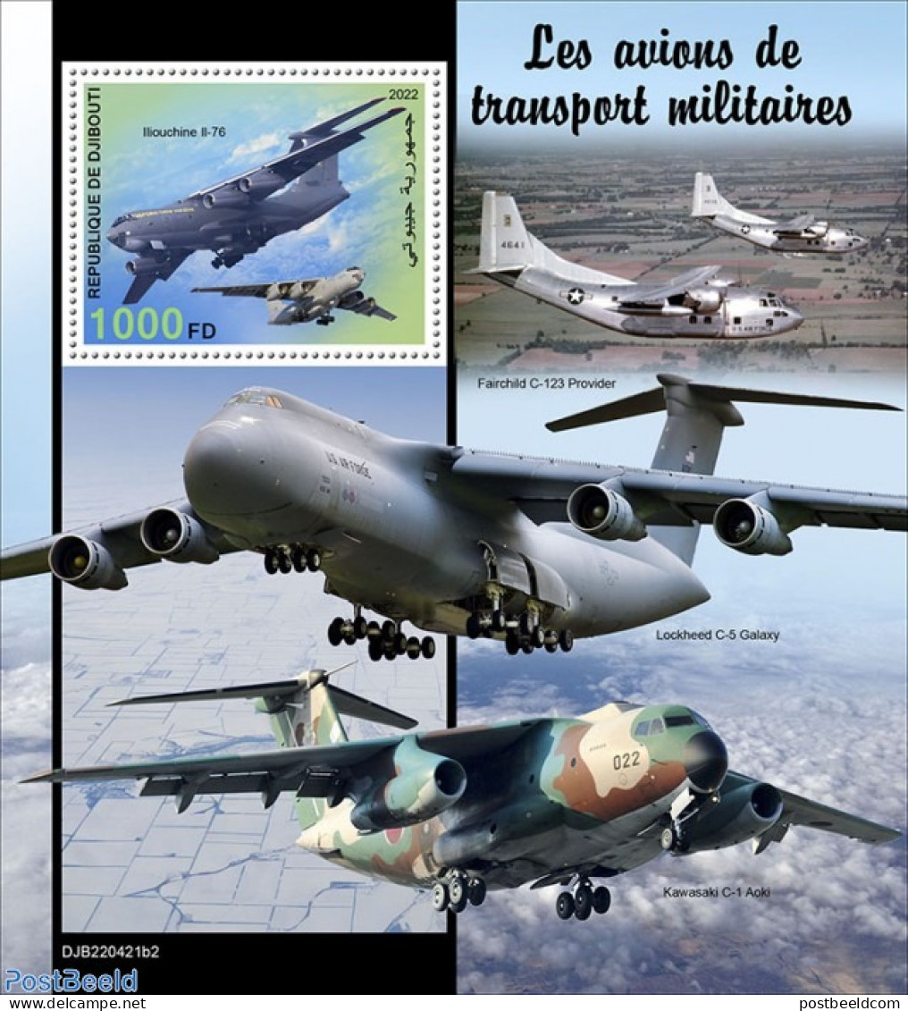 Djibouti 2022 Military Transport Aircraft, Mint NH, Transport - Aircraft & Aviation - Airplanes