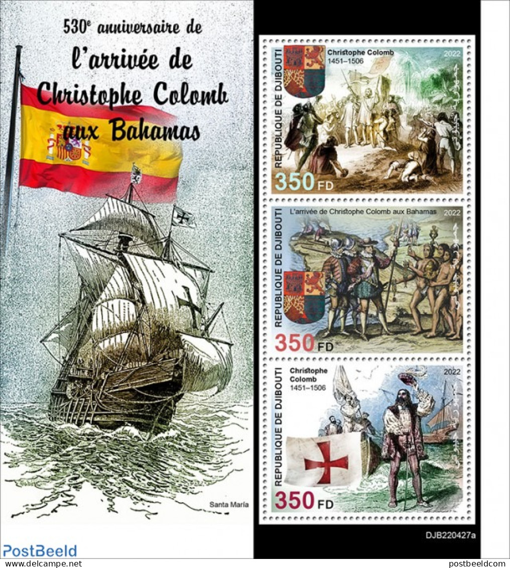 Djibouti 2022 530th Anniversary Of The Arrival Of Christopher Columbus In The Bahamas, Mint NH, History - Transport - .. - Erforscher