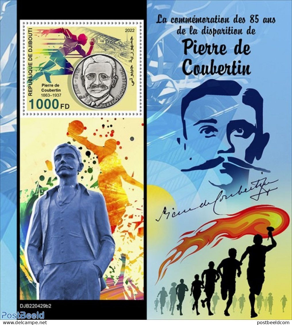 Djibouti 2022 85th Memorial Anniversary Of Pierre De Coubertin, Mint NH, Sport - Olympic Games - Djibouti (1977-...)