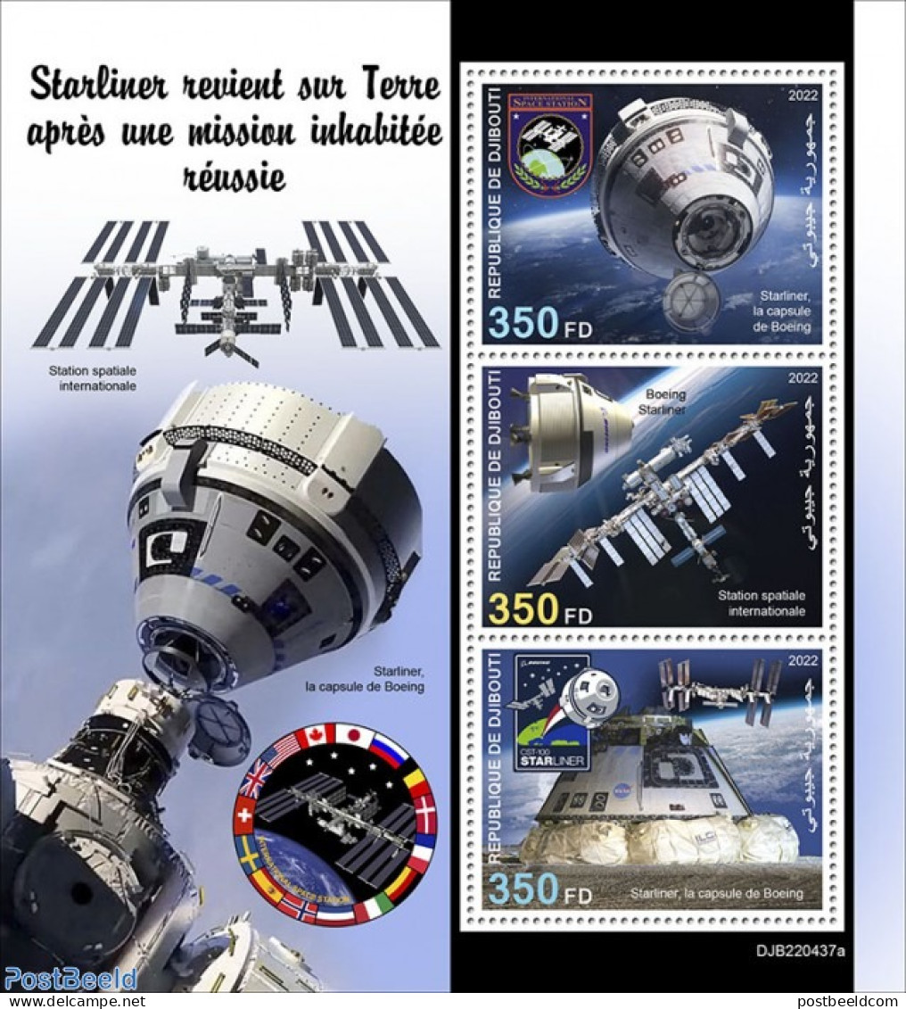 Djibouti 2022 Starliner, The Boeing Capsule, Mint NH, Science - Transport - Space Exploration - Dschibuti (1977-...)