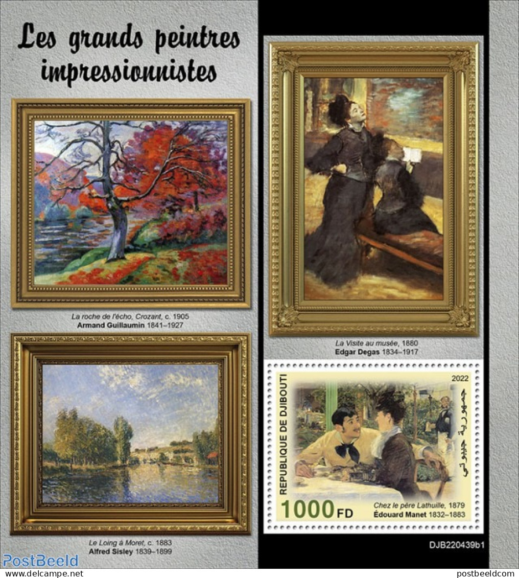 Djibouti 2022 The Great Impressionists, Mint NH, Art - Paintings - Djibouti (1977-...)