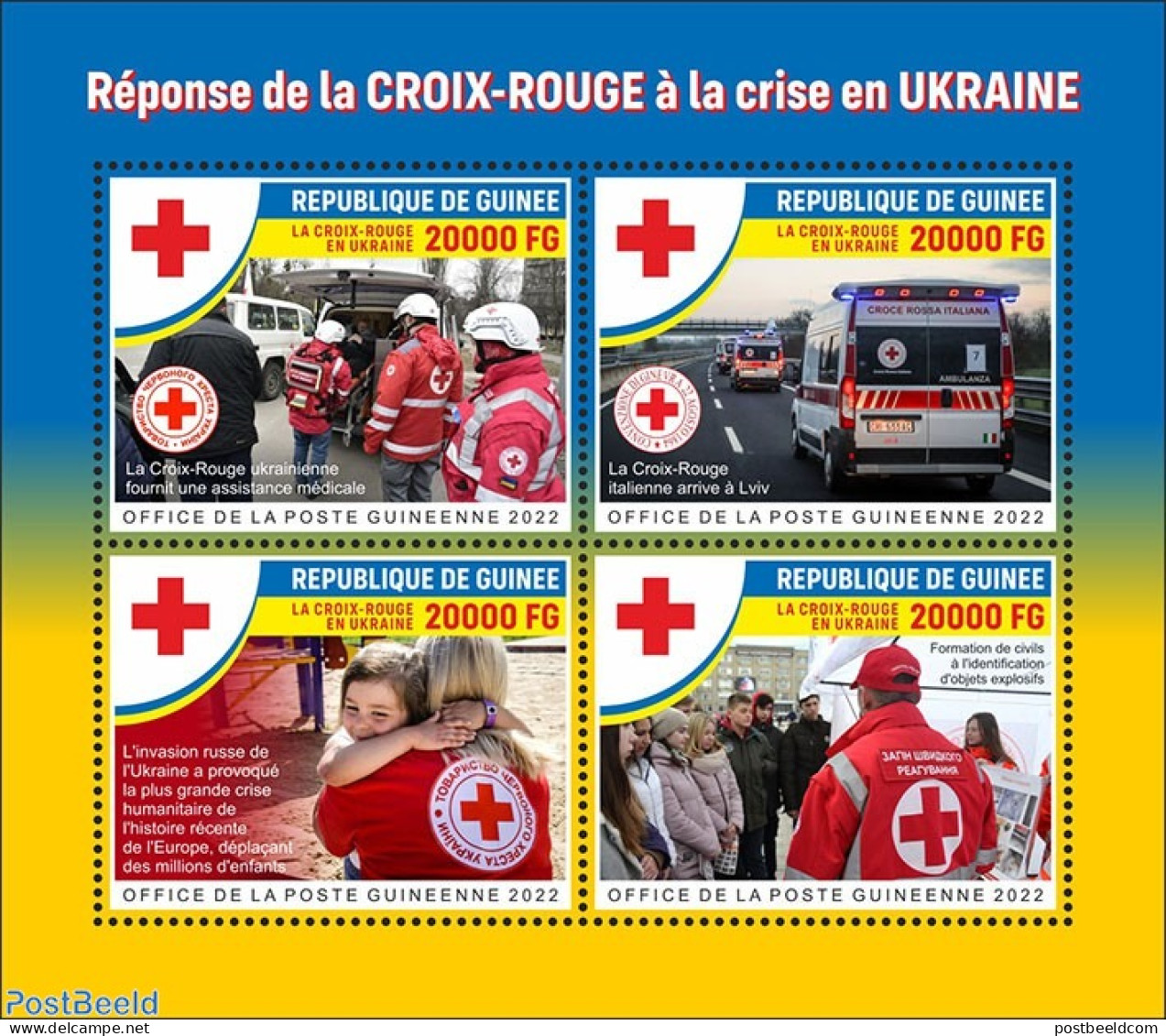 Guinea, Republic 2022 Red Cross Responds To Ukraine Crisis, Mint NH, Health - History - Red Cross - Peace - Rode Kruis