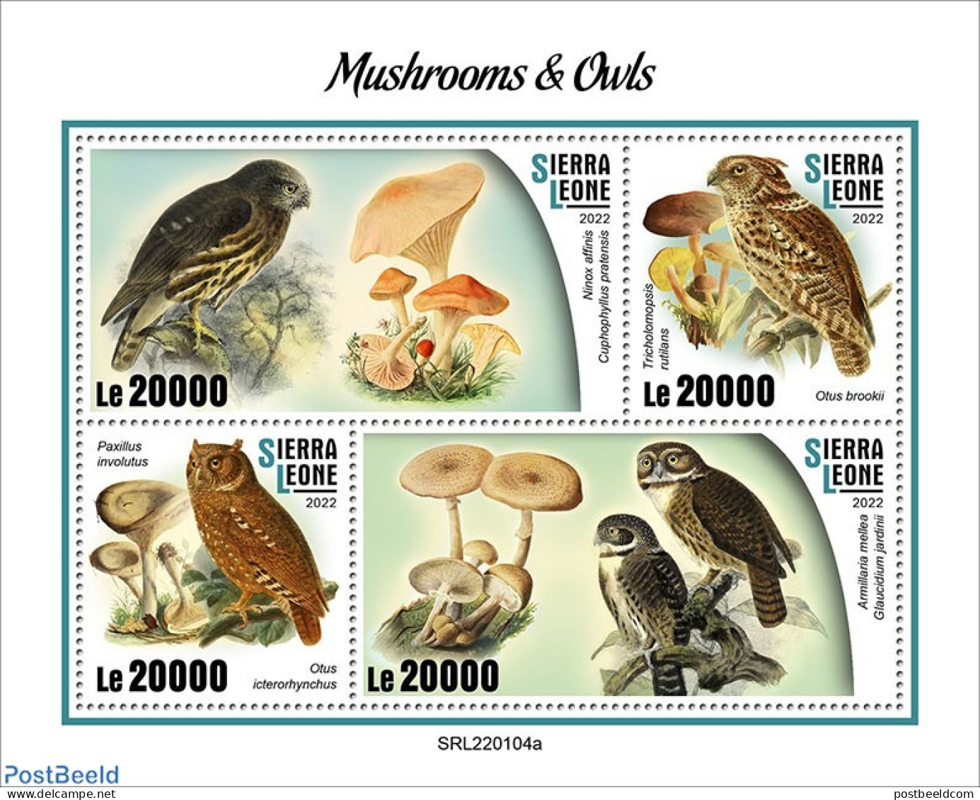 Sierra Leone 2022 Mushrooms And Owls, Mint NH, Nature - Mushrooms - Owls - Funghi