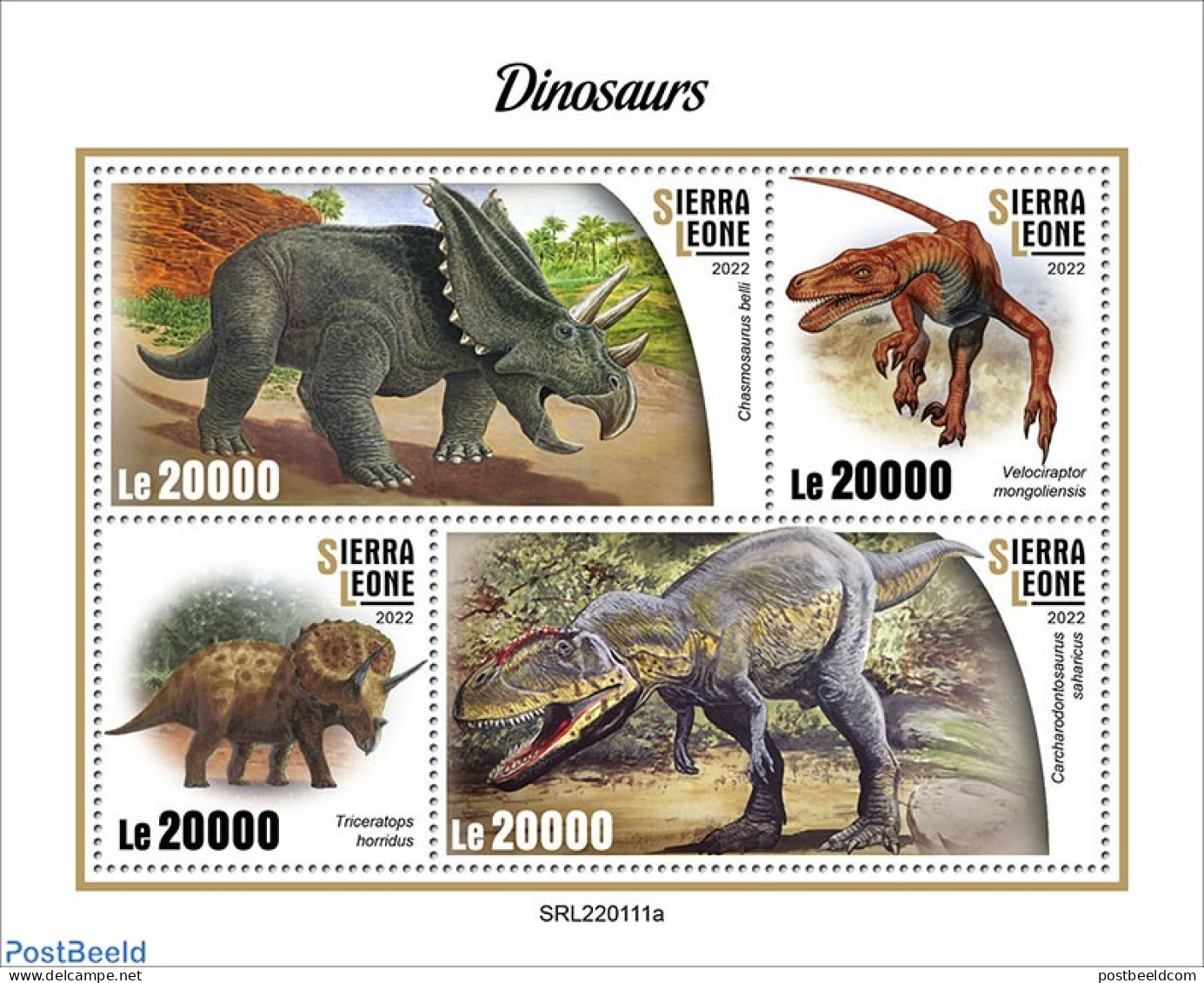 Sierra Leone 2022 Dinosaurs, Mint NH, Nature - Prehistoric Animals - Préhistoriques