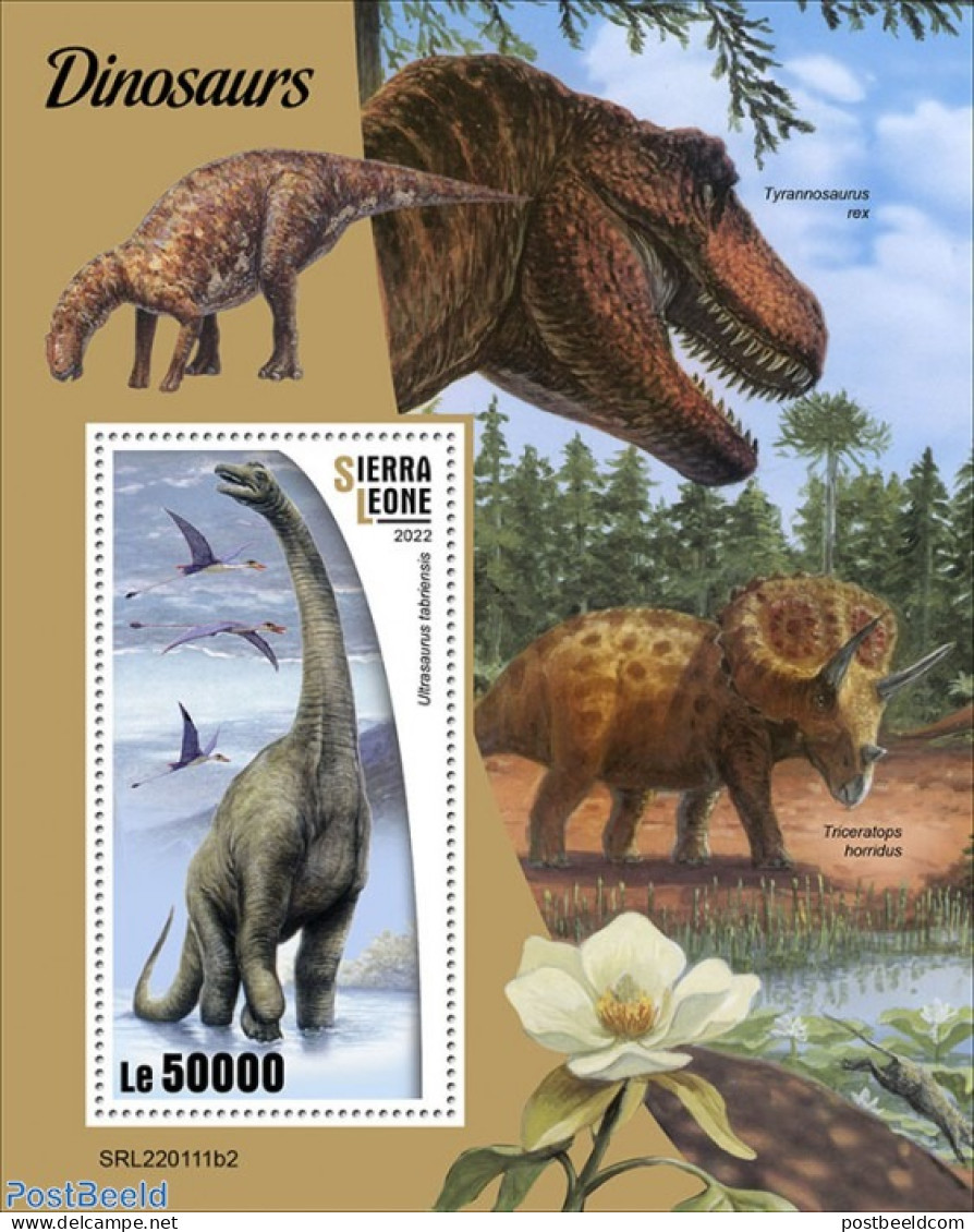 Sierra Leone 2022 Dinosaurs, Mint NH, Nature - Prehistoric Animals - Préhistoriques