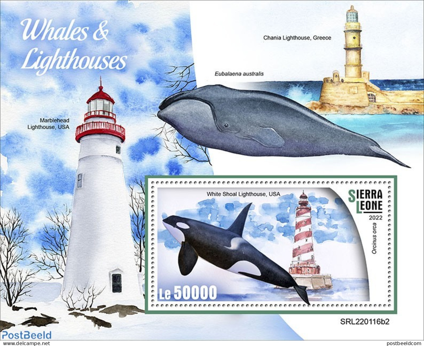 Sierra Leone 2022 Whales And Lighthouses, Mint NH, Nature - Various - Sea Mammals - Lighthouses & Safety At Sea - Lighthouses