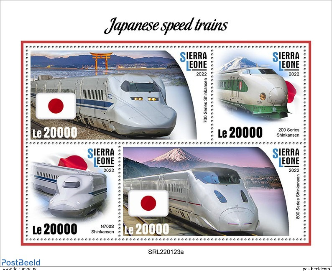 Sierra Leone 2022 Japanese Speed Trains, Mint NH, Transport - Railways - Trenes