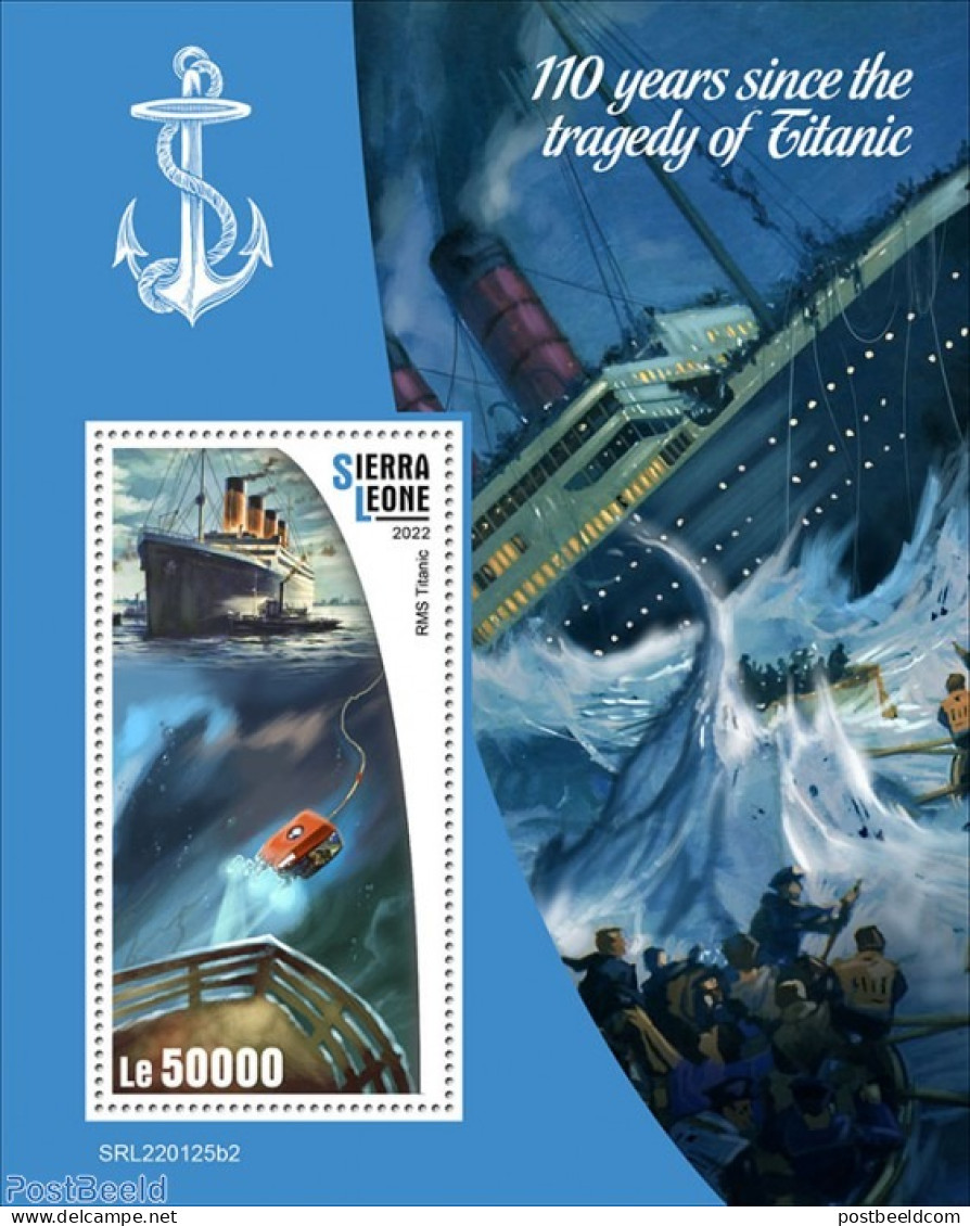 Sierra Leone 2022 110th Anniversary Of The Sinking Of The Titanic, Mint NH, Transport - Ships And Boats - Titanic - Ships