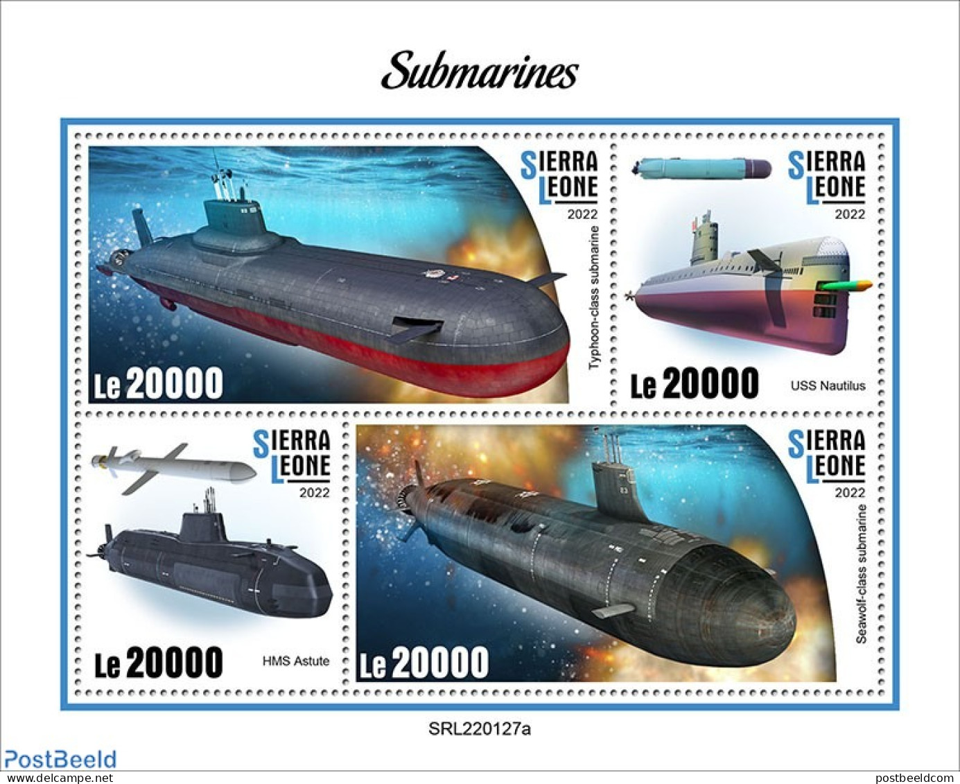 Sierra Leone 2022 Submarines, Mint NH, Transport - Ships And Boats - Ships