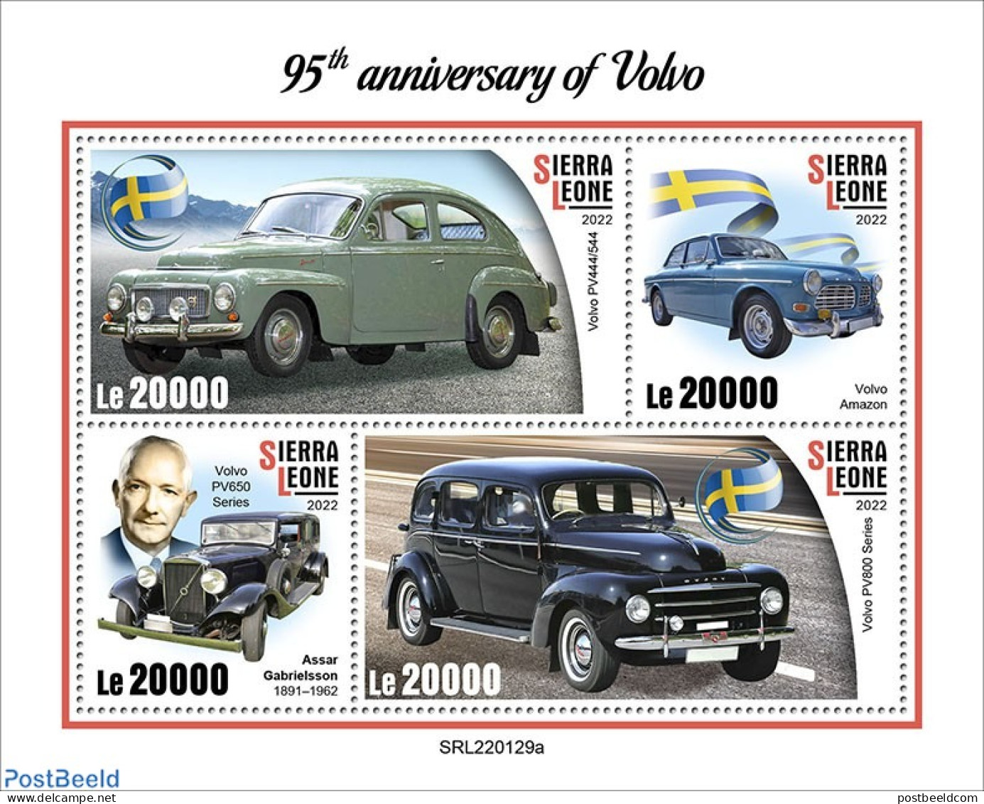 Sierra Leone 2022 95th Anniversary Of Volvo, Mint NH, Transport - Automobiles - Cars