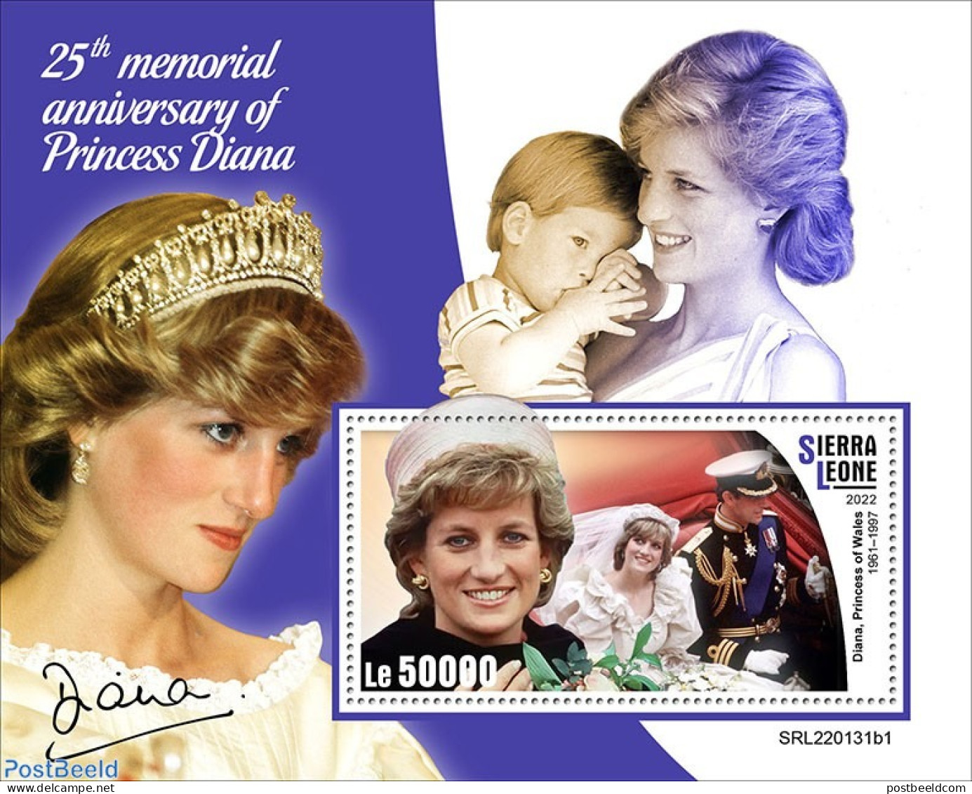 Sierra Leone 2022 25th Memorial Anniversary Of Princess Diana, Mint NH, History - Charles & Diana - Kings & Queens (Ro.. - Familias Reales