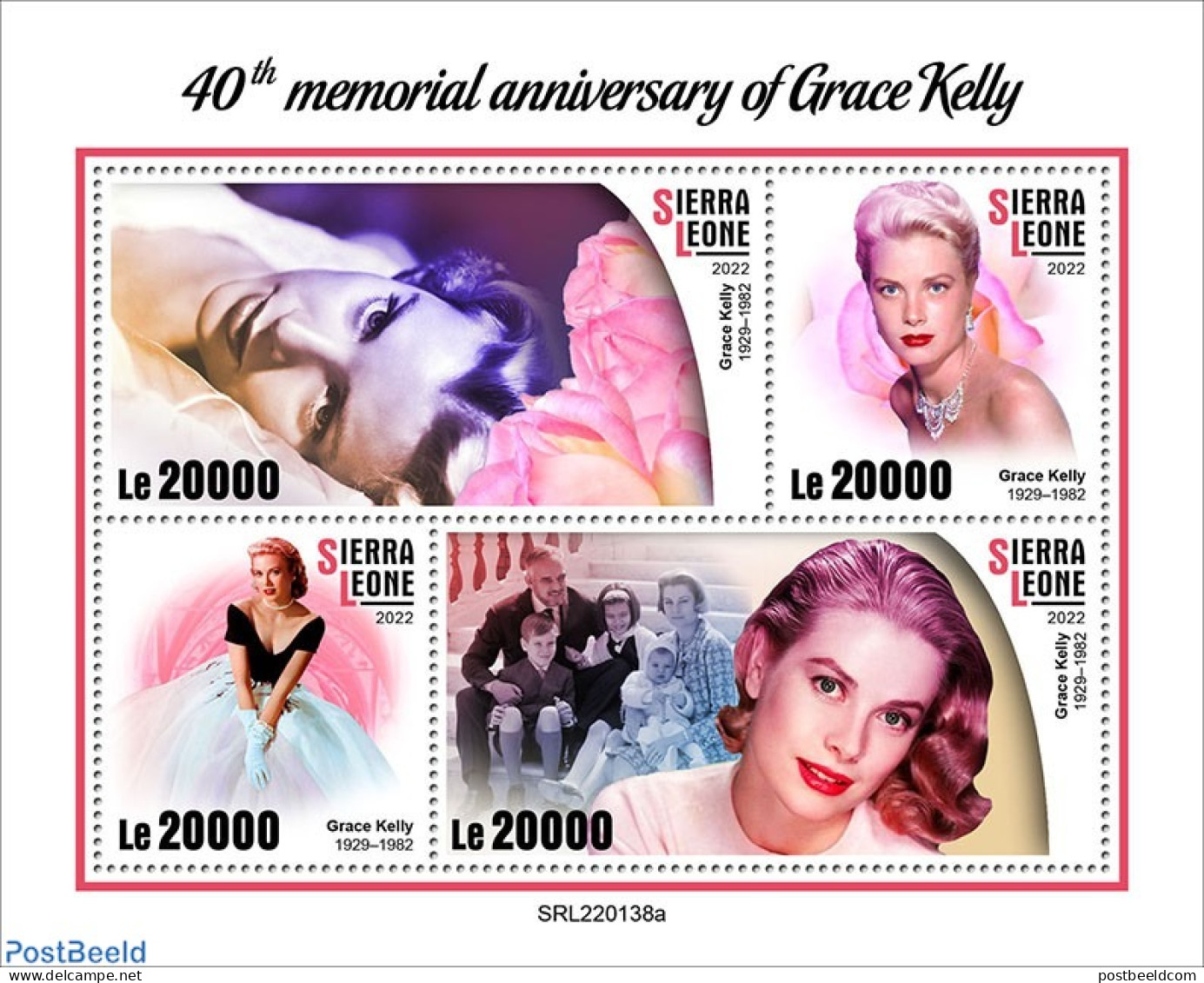 Sierra Leone 2022 40th Memorial Anniversary Of Grace Kelly, Mint NH, Performance Art - Movie Stars - Actors