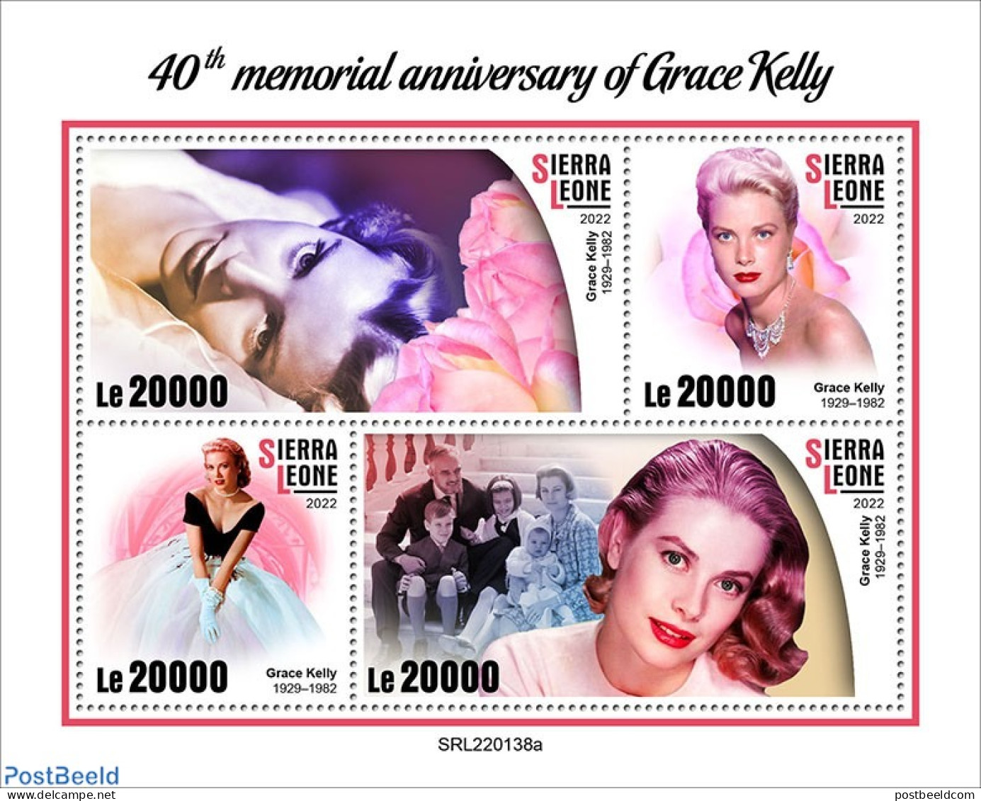 Sierra Leone 2022 40th Memorial Anniversary Of Grace Kelly, Mint NH, Performance Art - Movie Stars - Schauspieler