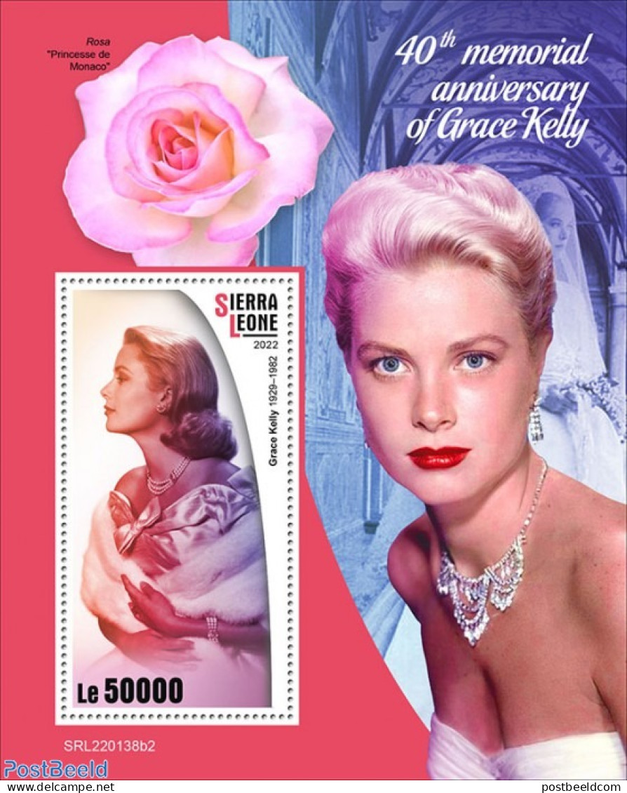 Sierra Leone 2022 40th Memorial Anniversary Of Grace Kelly, Mint NH, Performance Art - Movie Stars - Actors