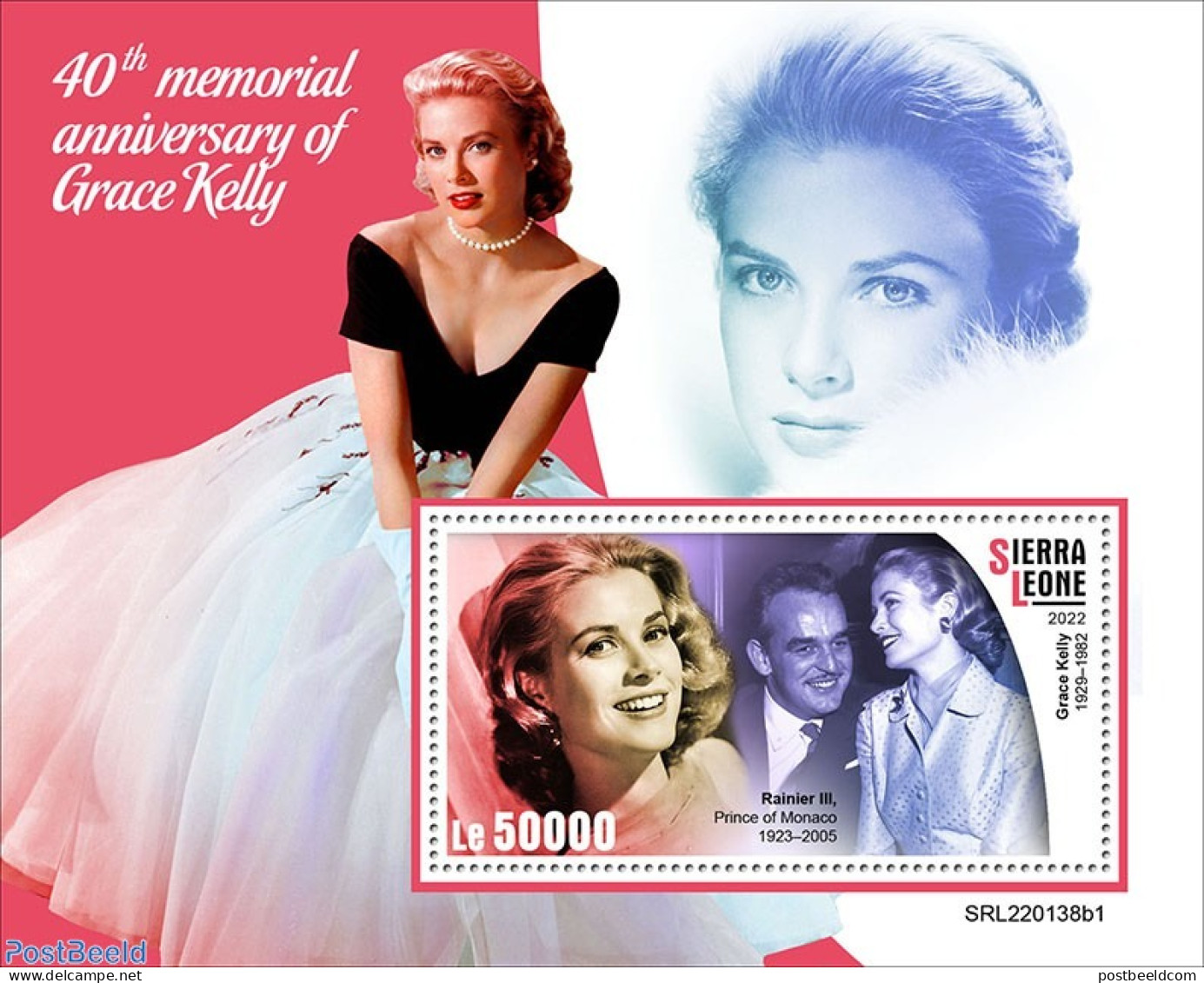 Sierra Leone 2022 40th Memorial Anniversary Of Grace Kelly, Mint NH, Performance Art - Movie Stars - Schauspieler