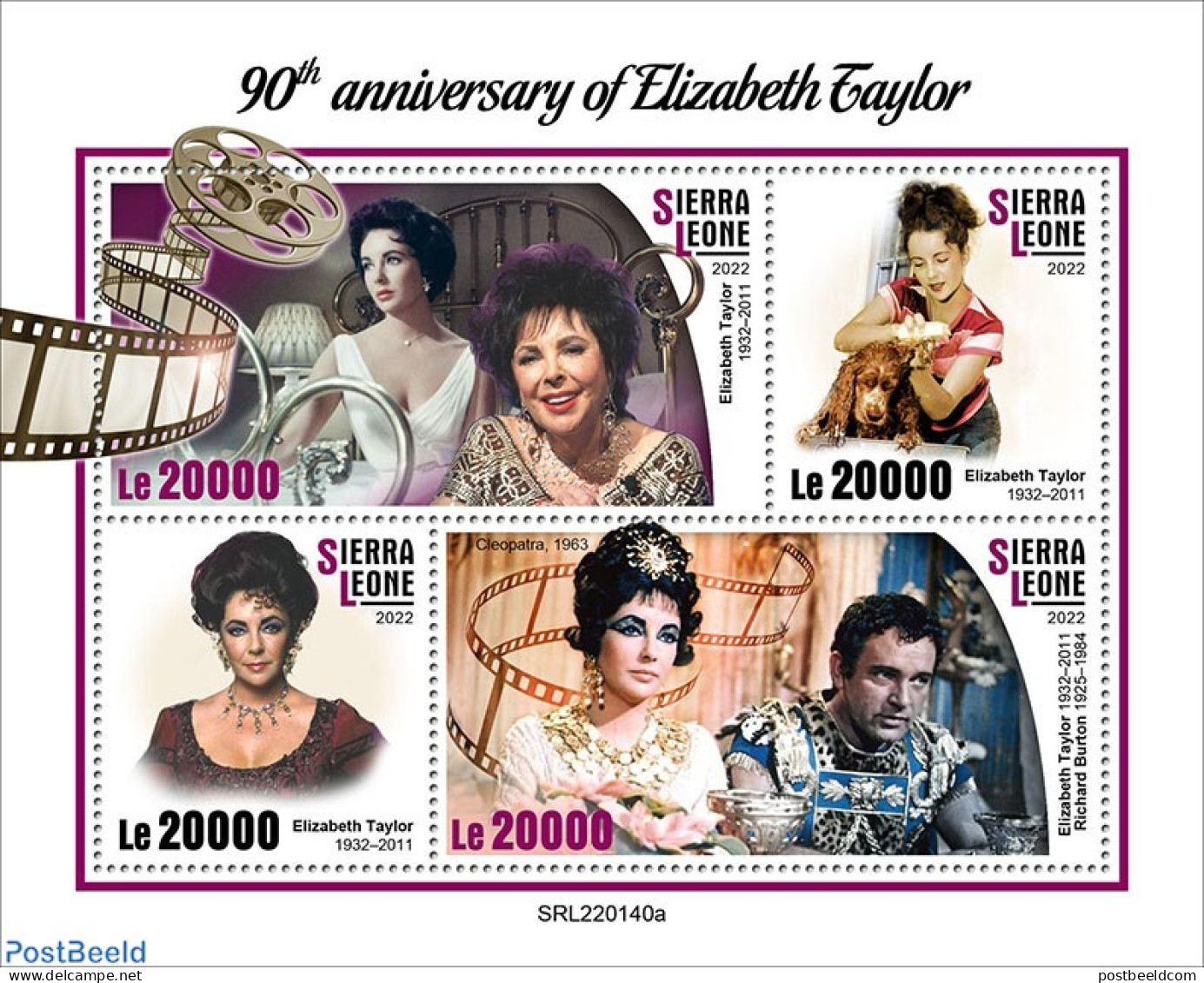 Sierra Leone 2022 90th Anniversary Of Elizabeth Taylor, Mint NH, Performance Art - Movie Stars - Schauspieler