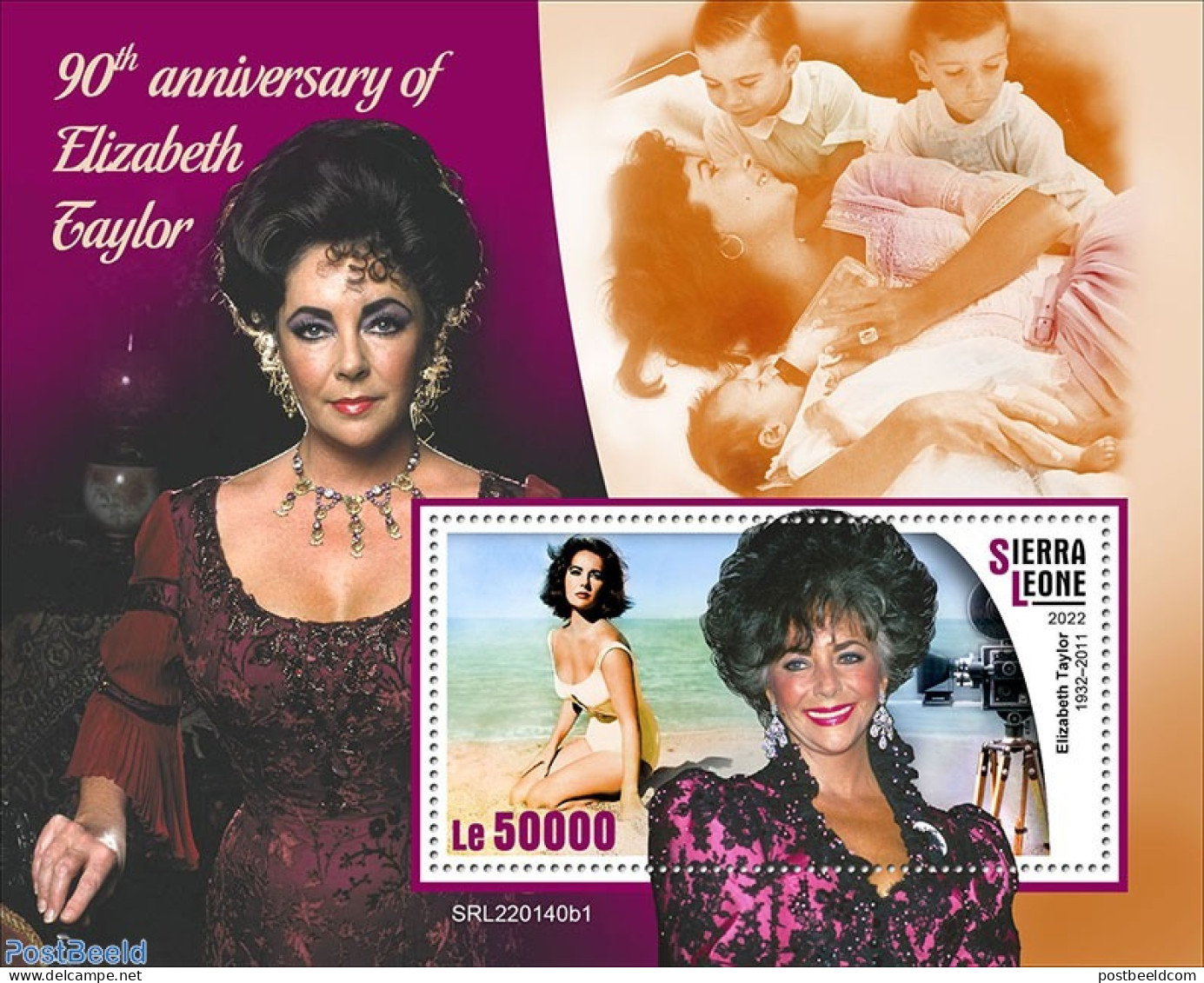 Sierra Leone 2022 90th Anniversary Of Elizabeth Taylor, Mint NH, Performance Art - Movie Stars - Attori