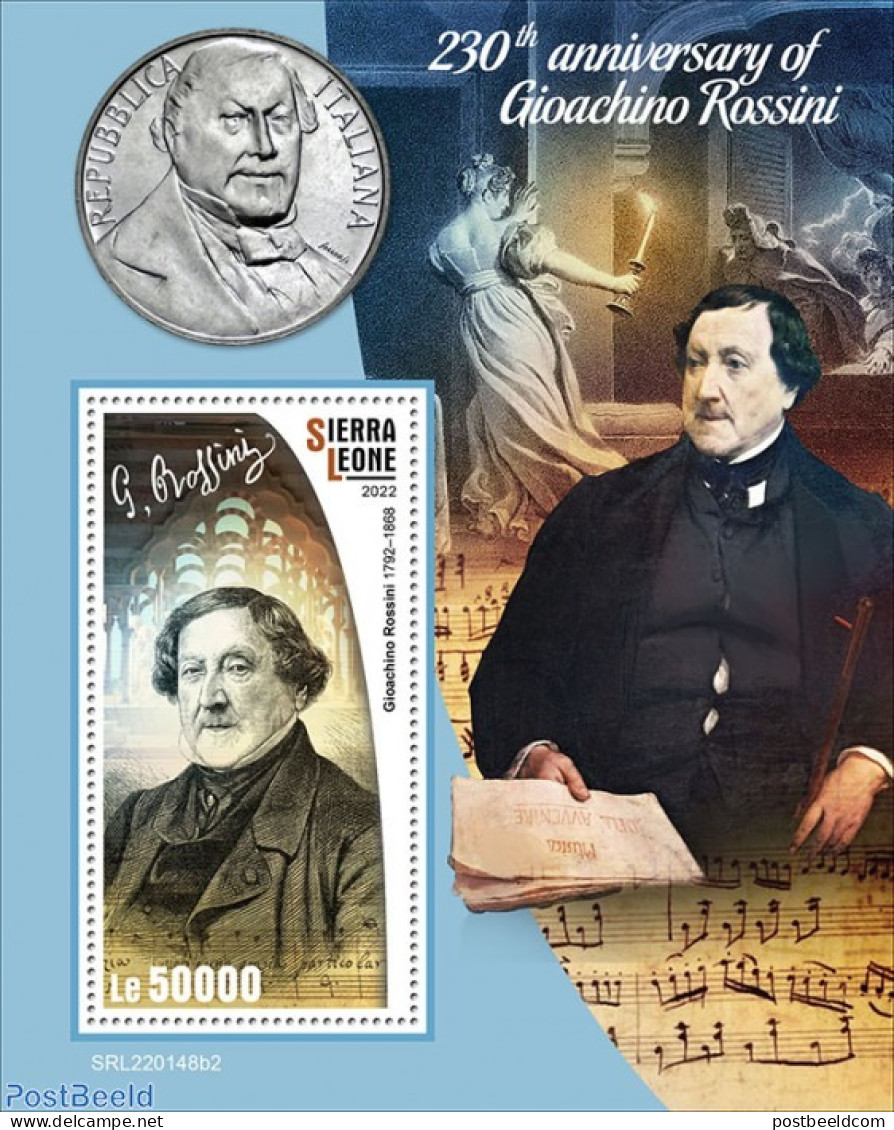 Sierra Leone 2022 230th Anniversary Of Gioachino Rossini, Mint NH, Performance Art - Music - Art - Composers - Música