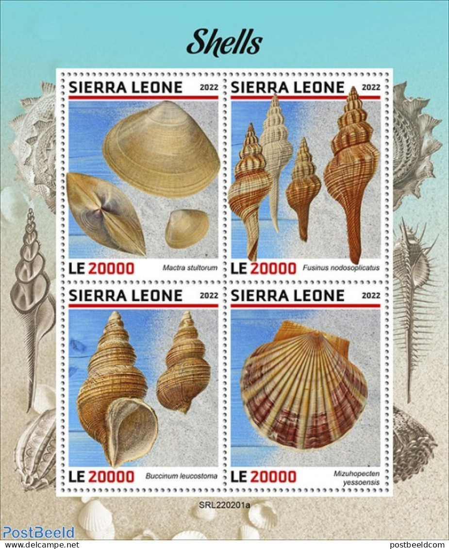 Sierra Leone 2022 Shells, Mint NH, Nature - Shells & Crustaceans - Marine Life