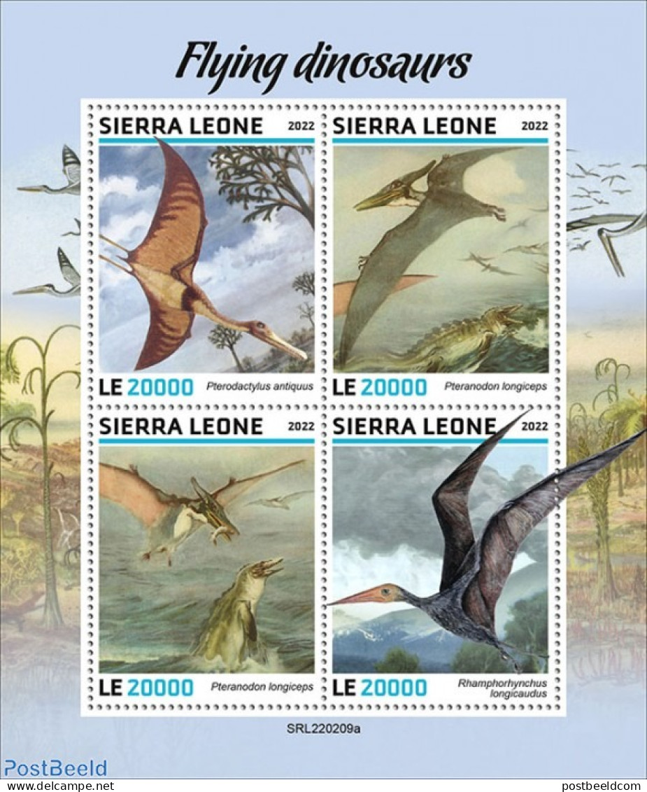 Sierra Leone 2022 Flying Dinosaurs, Mint NH, Nature - Prehistoric Animals - Préhistoriques