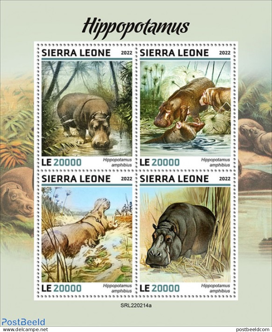 Sierra Leone 2022 Hippos, Mint NH, Nature - Hippopotamus - Autres & Non Classés