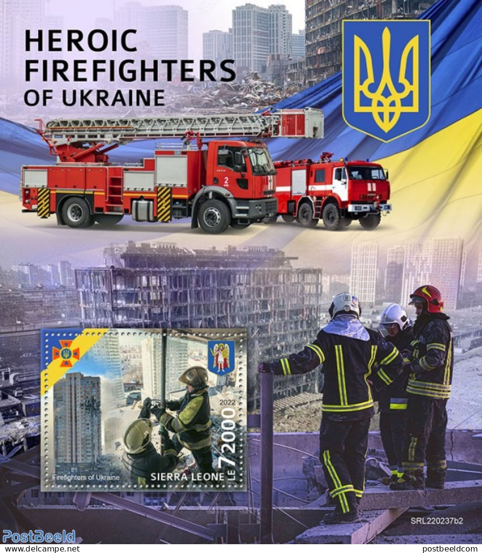 Sierra Leone 2022 Heroic Firefighters Of Ukraine, Mint NH, Transport - Fire Fighters & Prevention - Feuerwehr