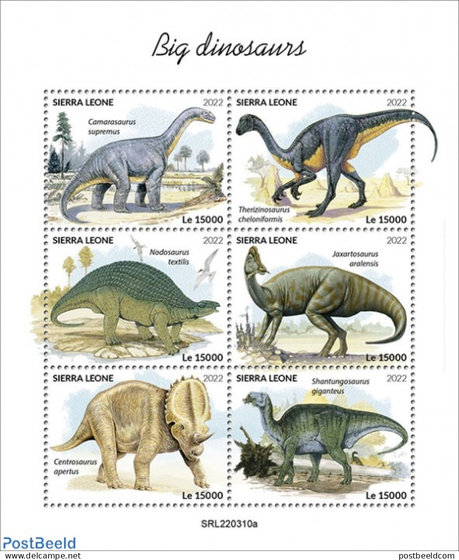 Sierra Leone 2022 Big Dinosaurs, Mint NH, Nature - Prehistoric Animals - Préhistoriques