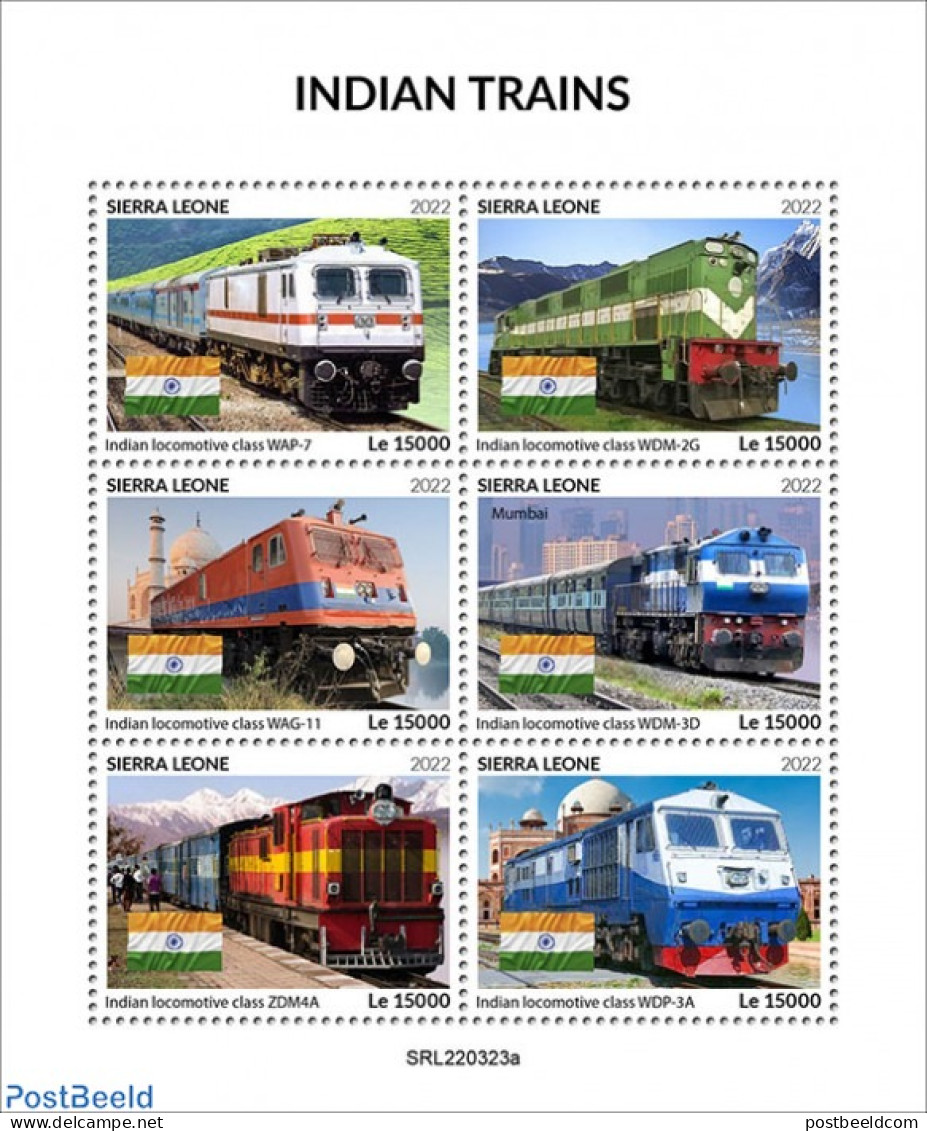 Sierra Leone 2022 Indian Trains, Mint NH, Transport - Railways - Treinen