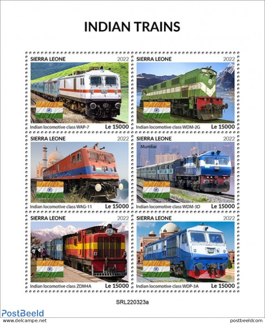 Sierra Leone 2022 Indian Trains, Mint NH, Transport - Railways - Trenes