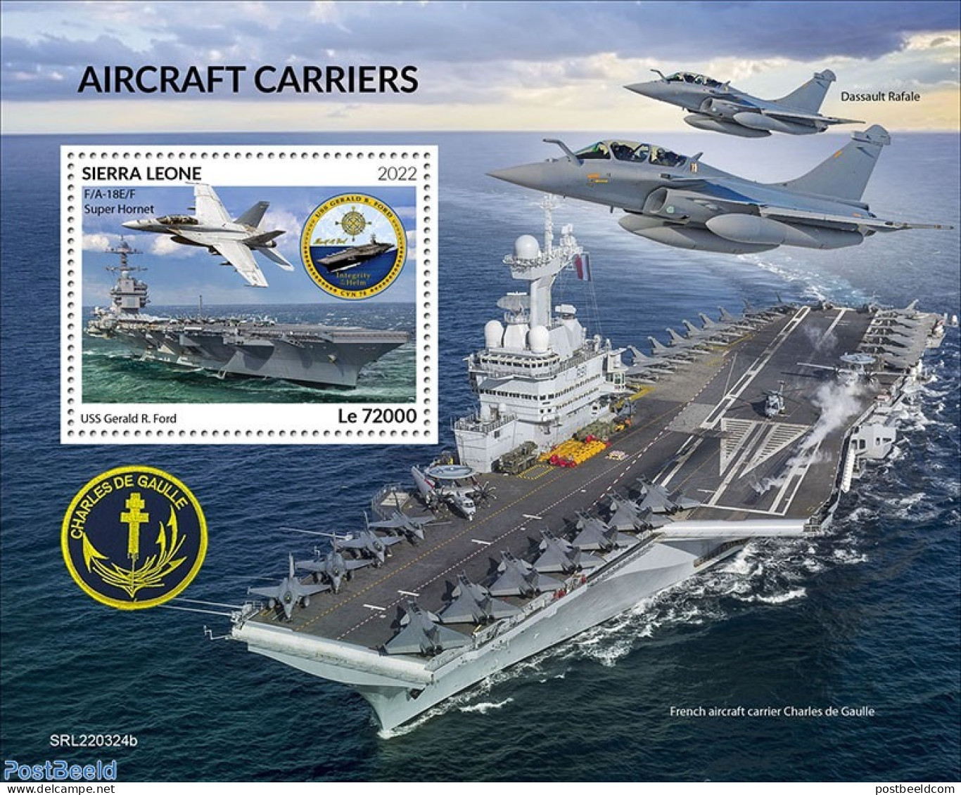 Sierra Leone 2022 Aircraft Carriers, Mint NH, Transport - Aircraft & Aviation - Ships And Boats - Avions