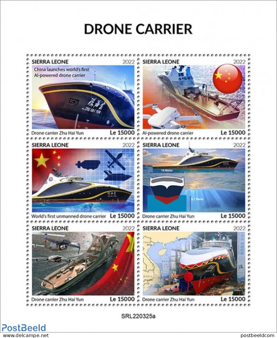 Sierra Leone 2022 Drone Carrier, Mint NH, Transport - Ships And Boats - Drones - Bateaux