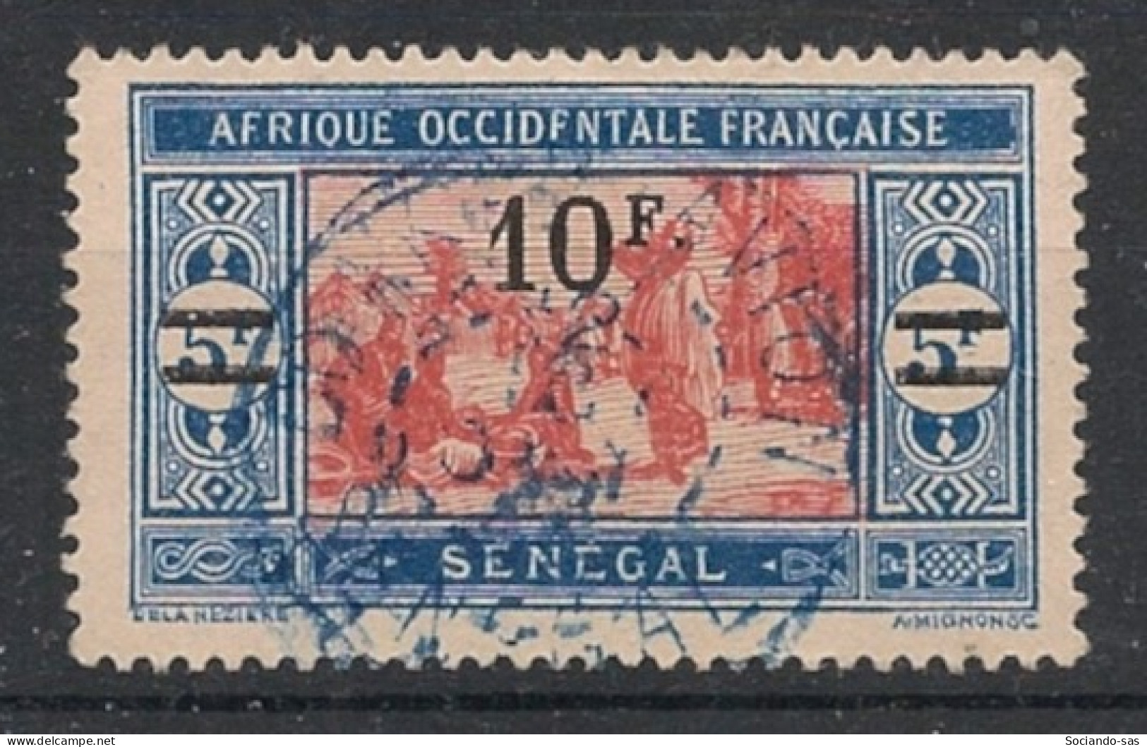 SENEGAL - 1924-27 - N°YT. 100 - Marché 10f Sur 5f Bleu Et Rouge - Oblitéré / Used - Gebruikt