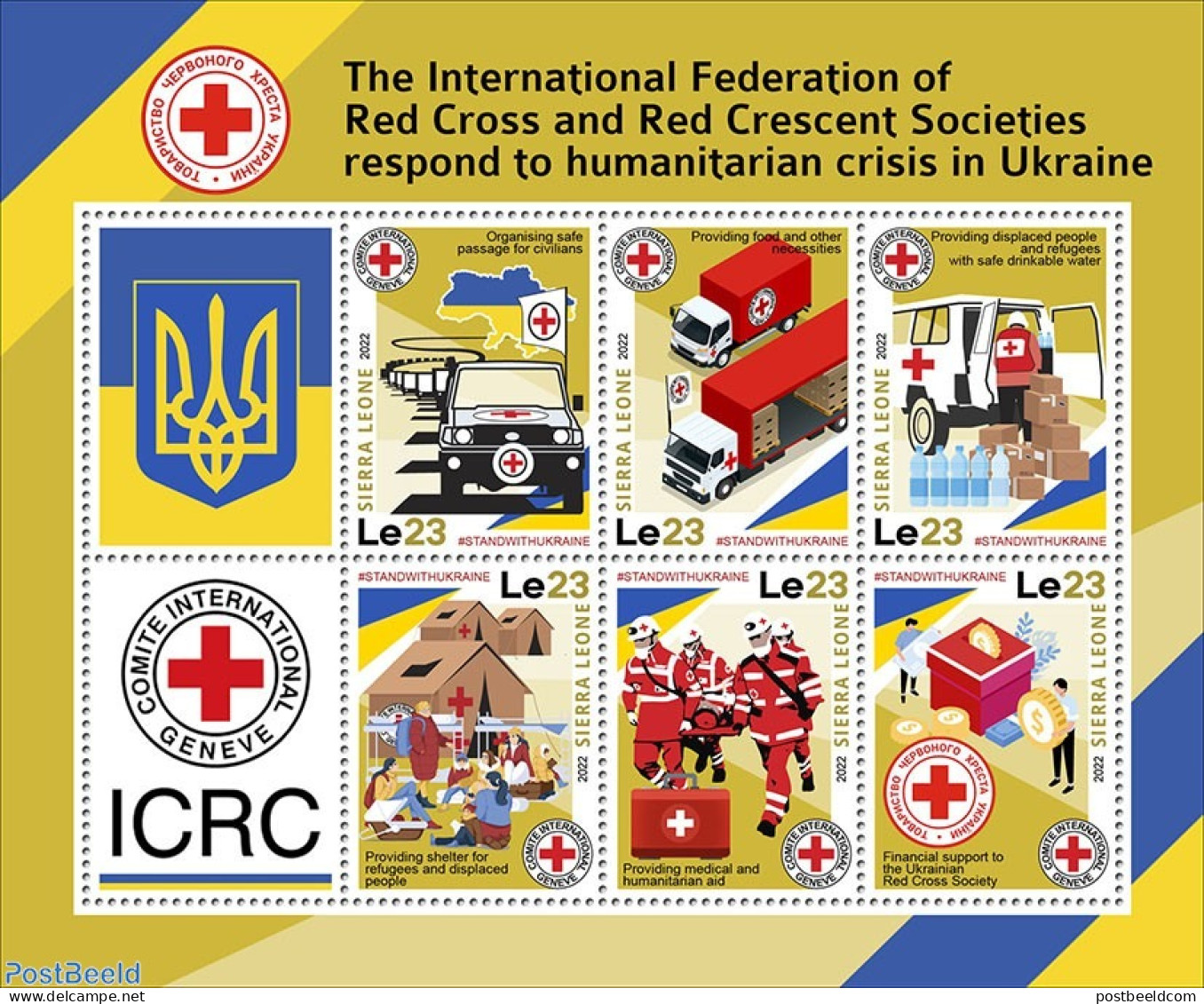 Sierra Leone 2022 Red Cross Responds To Ukraine Crisis, Mint NH, Health - History - Red Cross - Peace - Rotes Kreuz