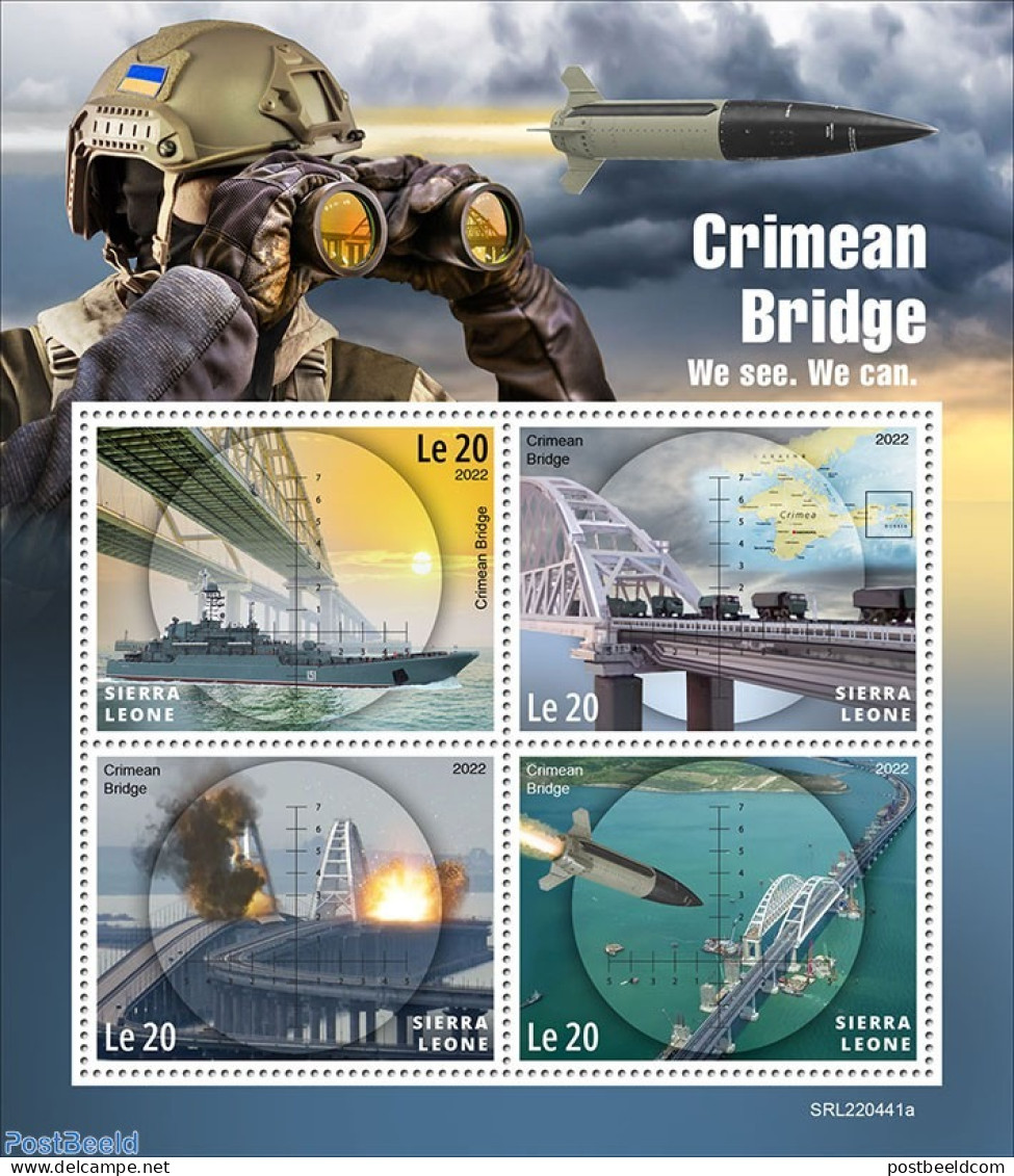 Sierra Leone 2022 Crimean Bridge, Mint NH, History - Militarism - Art - Architecture - Bridges And Tunnels - Militares