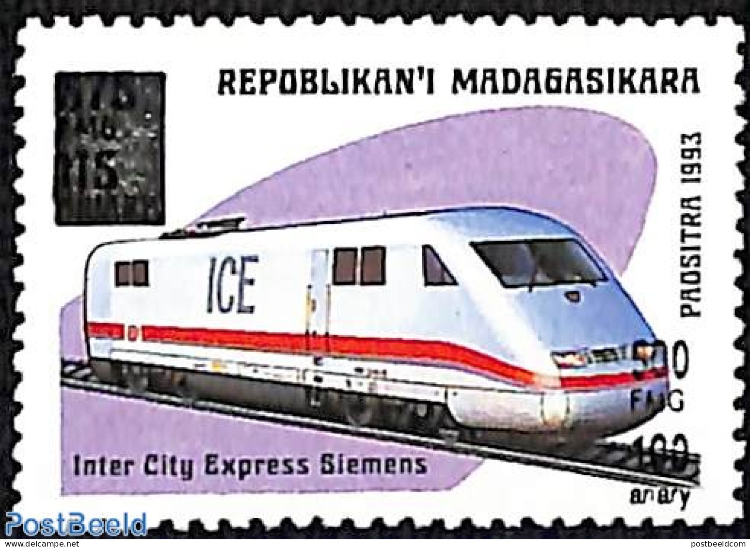 Madagascar 1998 Train, Overprint, Mint NH, Transport - Railways - Trains