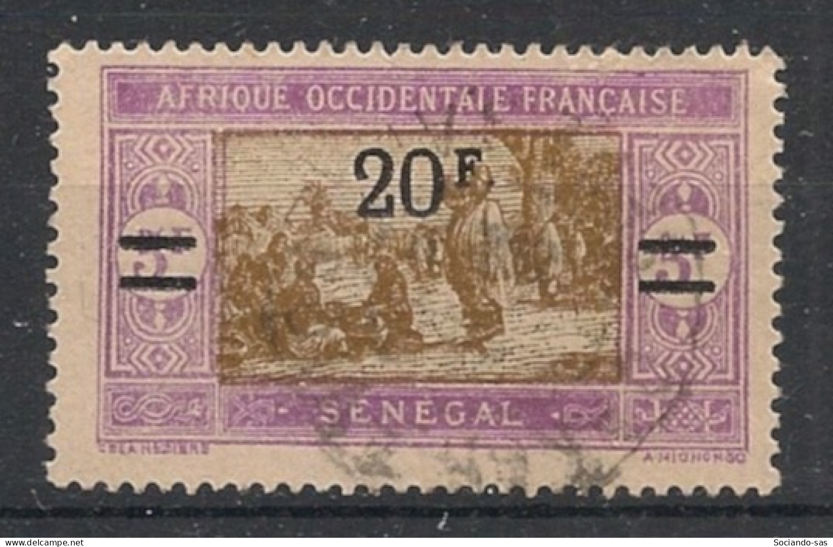 SENEGAL - 1924-27 - N°YT. 101 - Marché 20f Sur 5f Violet Et Bistre - Oblitéré / Used - Gebraucht