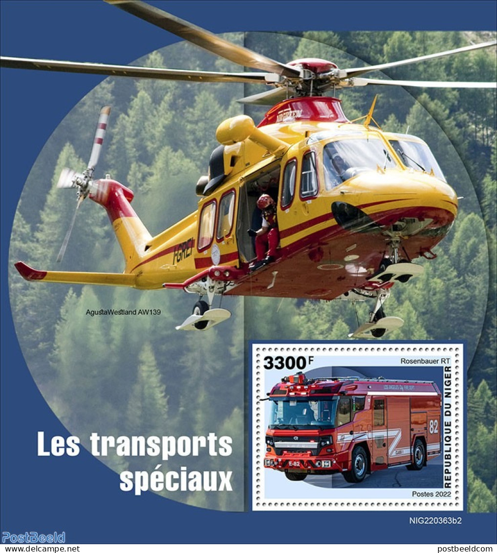 Niger 2022 Special Transport , Mint NH, Transport - Automobiles - Fire Fighters & Prevention - Helicopters - Autos